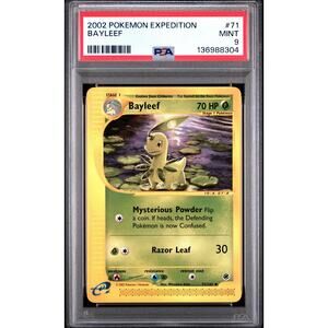 PSA 9 MINT Bayleef 71/165 Pokémon Expedition 2002 Non Holo E-Reader Card